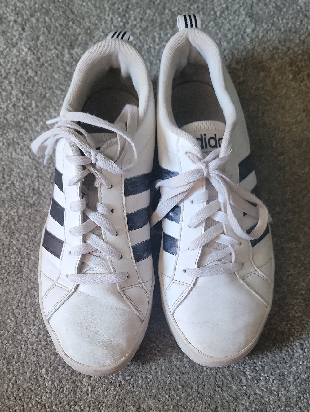 adidas White Sneakers with Black Three-Stripes